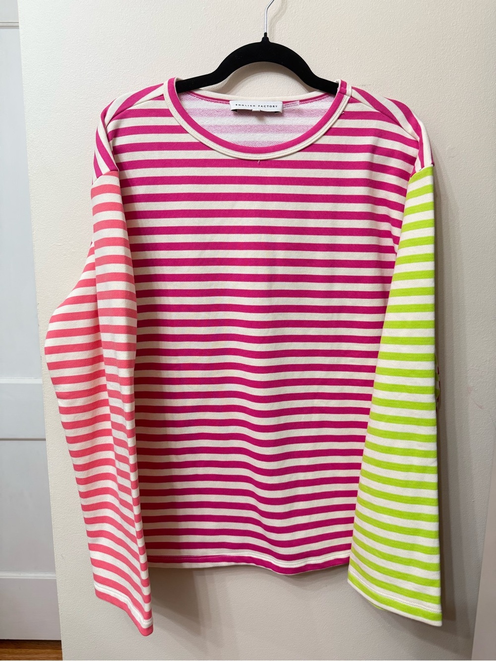 NWOT English Factory Anthropologie L Multi Striped Color Block Contrast Relaxed